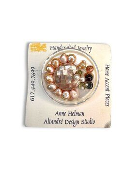 Anne Helman MOP Pearl Tourmaline Brooch Pendant Vintage Y2K